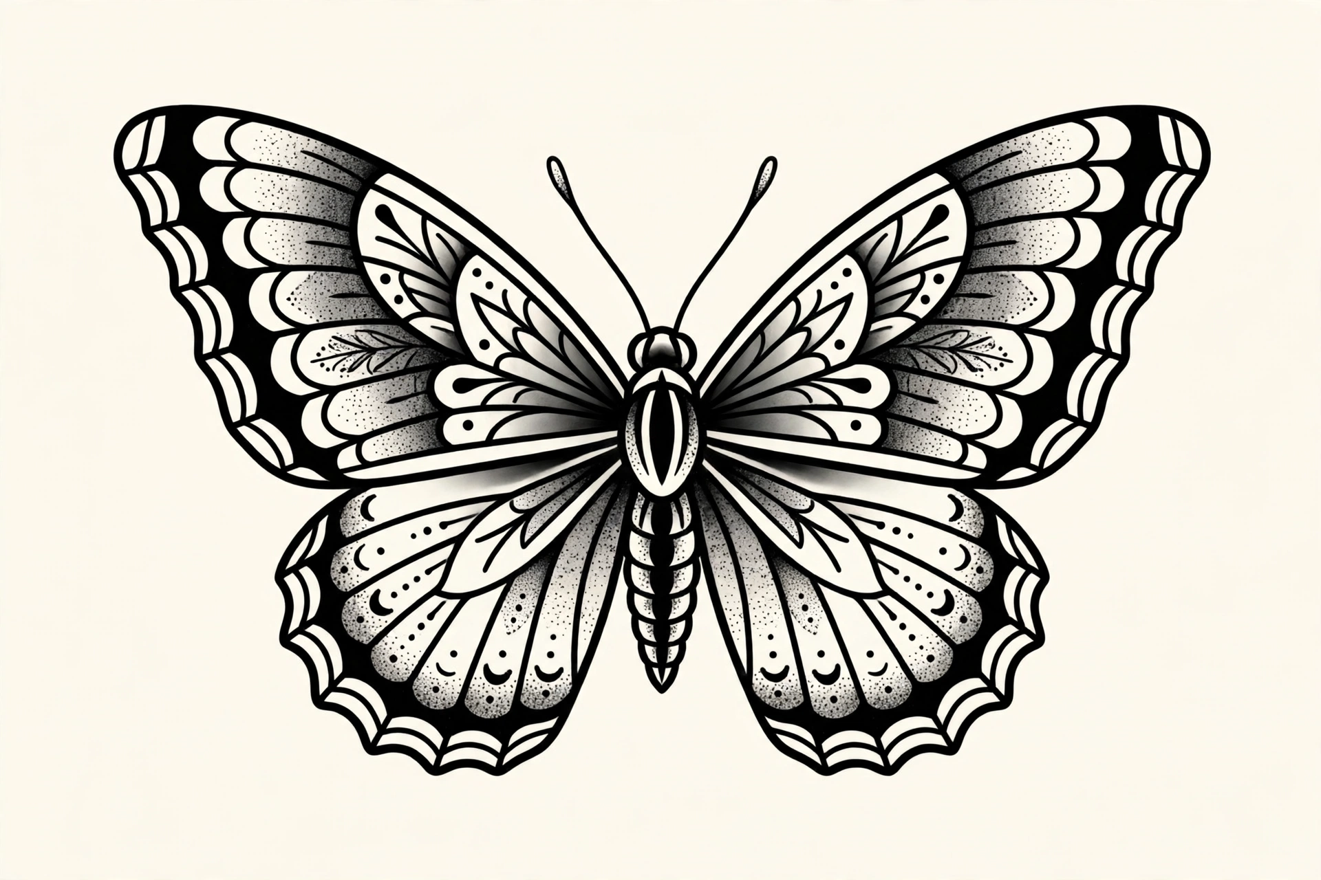 Butterfly tattoo flash design