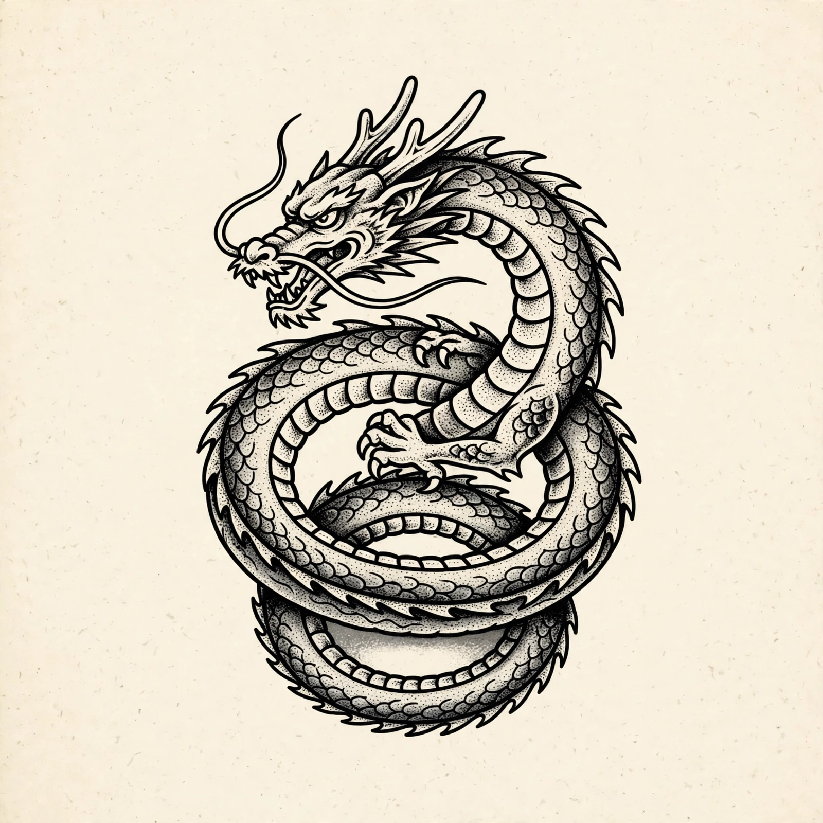 Dragon tattoo flash design