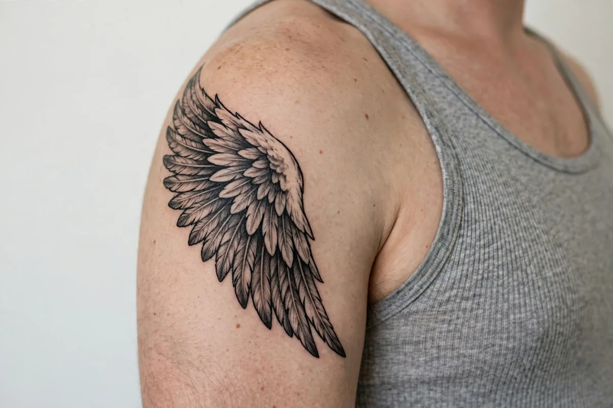 Angel tattoo on real skin