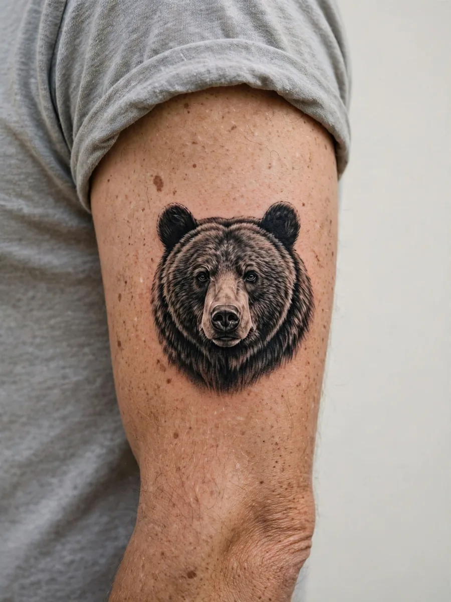 Bear tattoo on a real body