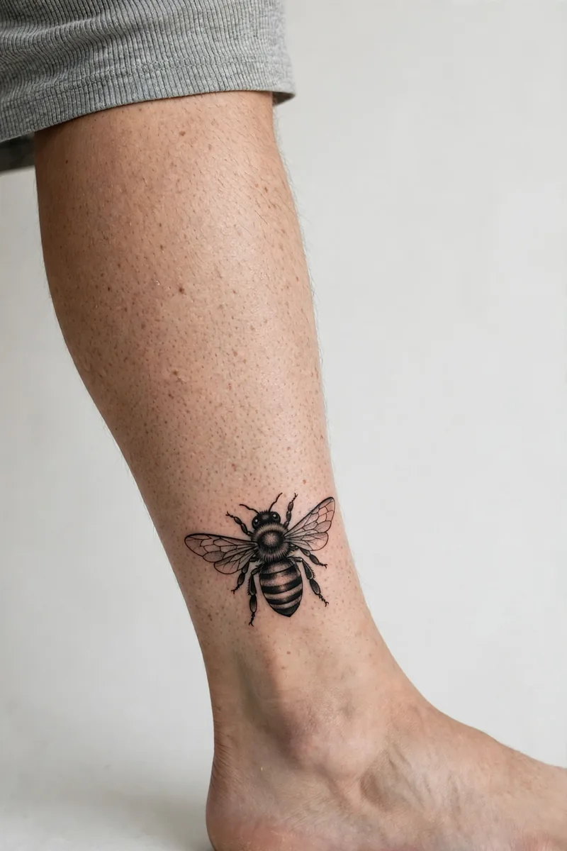 Bee tattoo on a real body