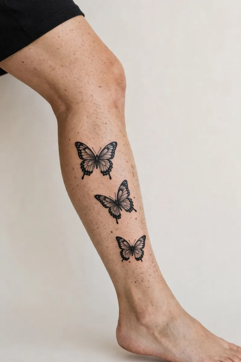 Butterfly tattoo on real skin, alternate placement