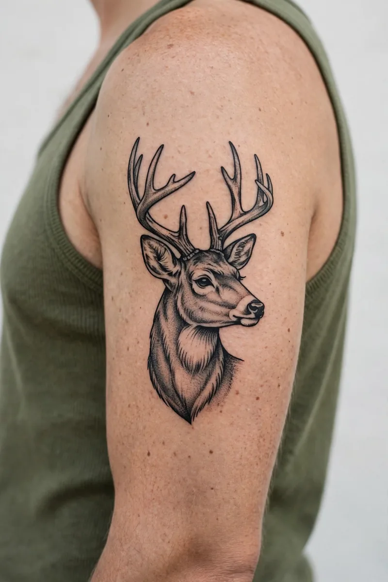 Deer tattoo on a real body