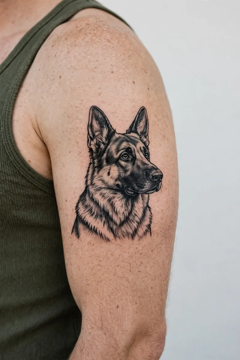Dog tattoo on a real body