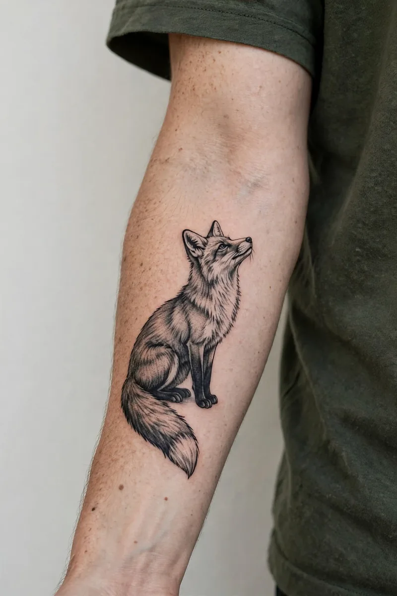 Fox tattoo on a real body