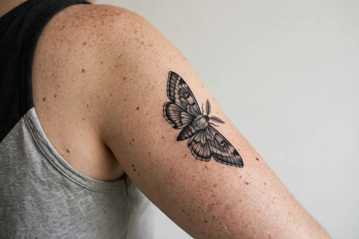 Moth tattoo on a real body