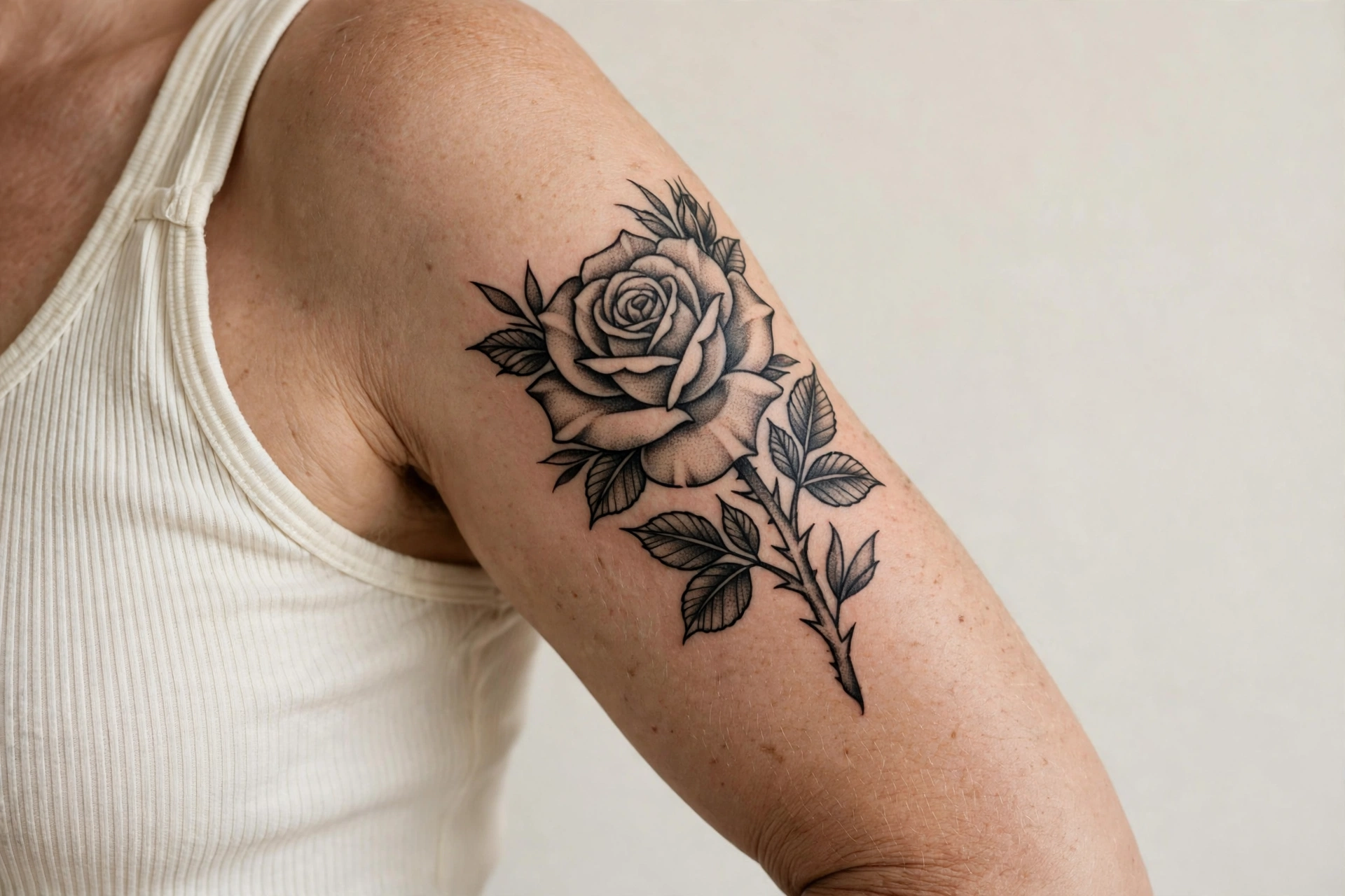 Rose tattoo on real skin