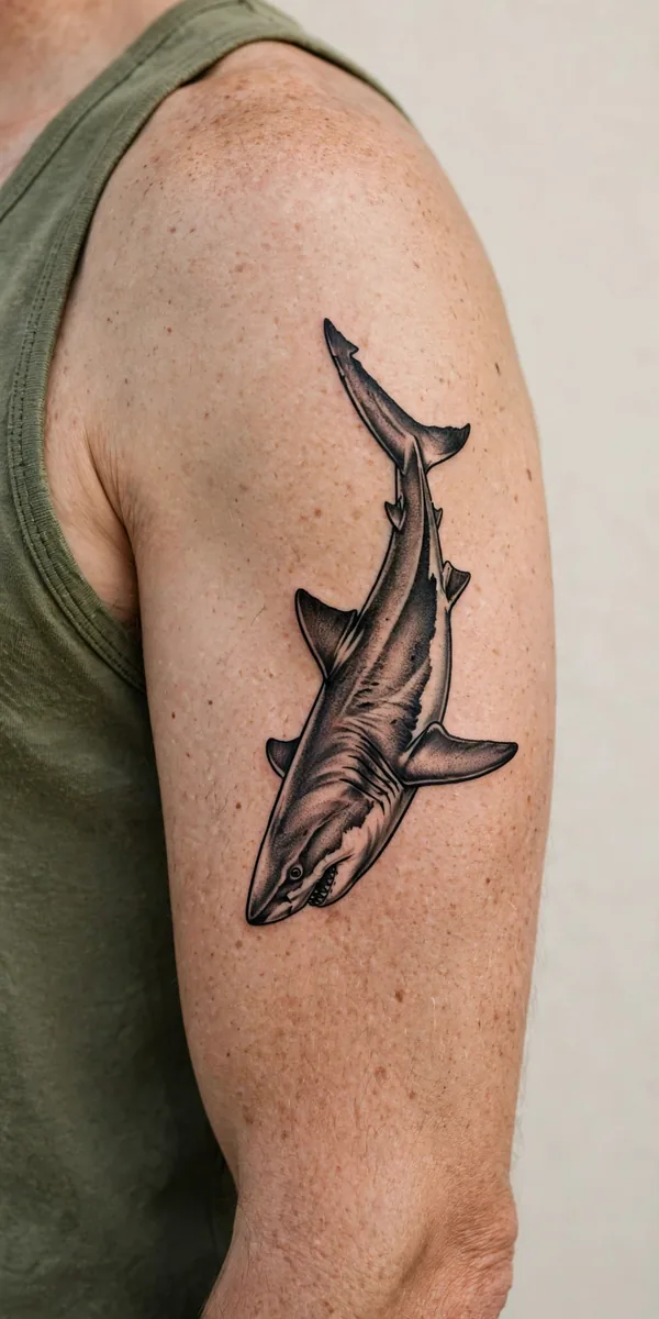 Shark tattoo on a real body