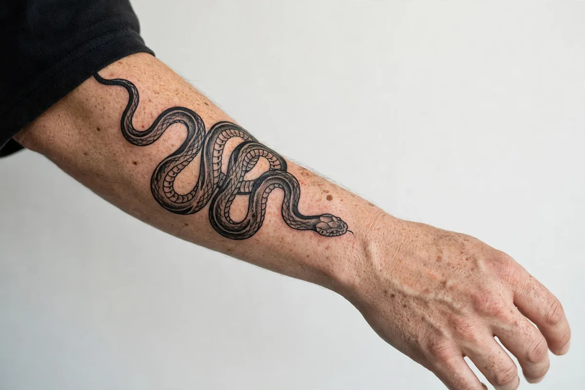 Snake tattoo on real skin