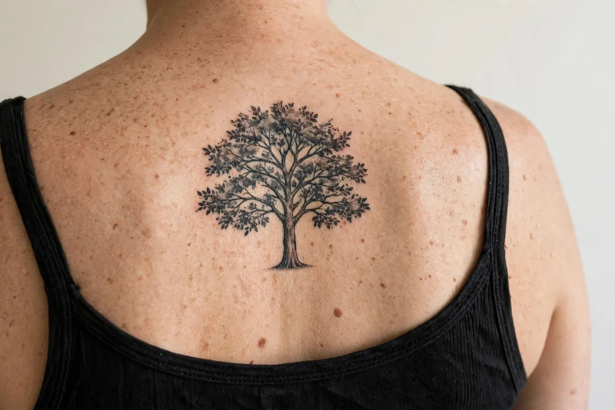 Tree tattoo on a real body