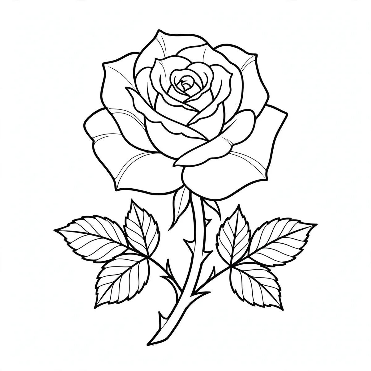 Example tattoo stencil: clean black line work of a rose on transfer paper