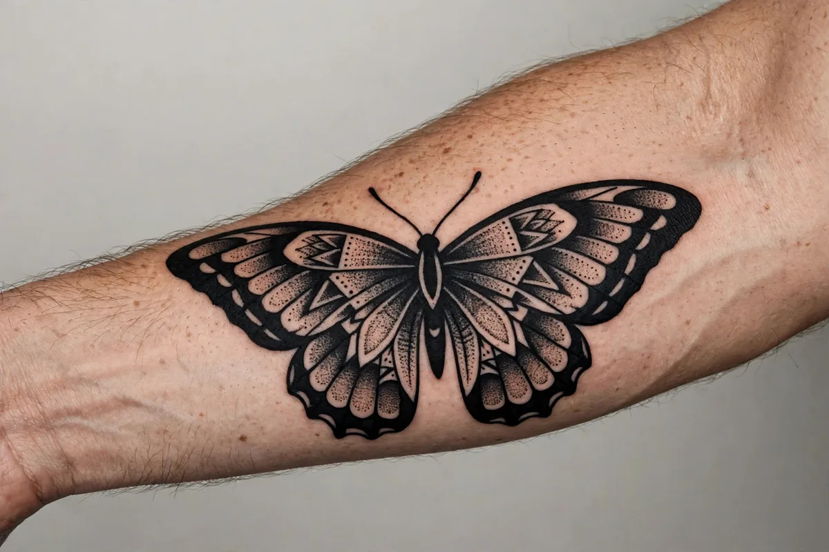 Butterfly tattoo on a real body