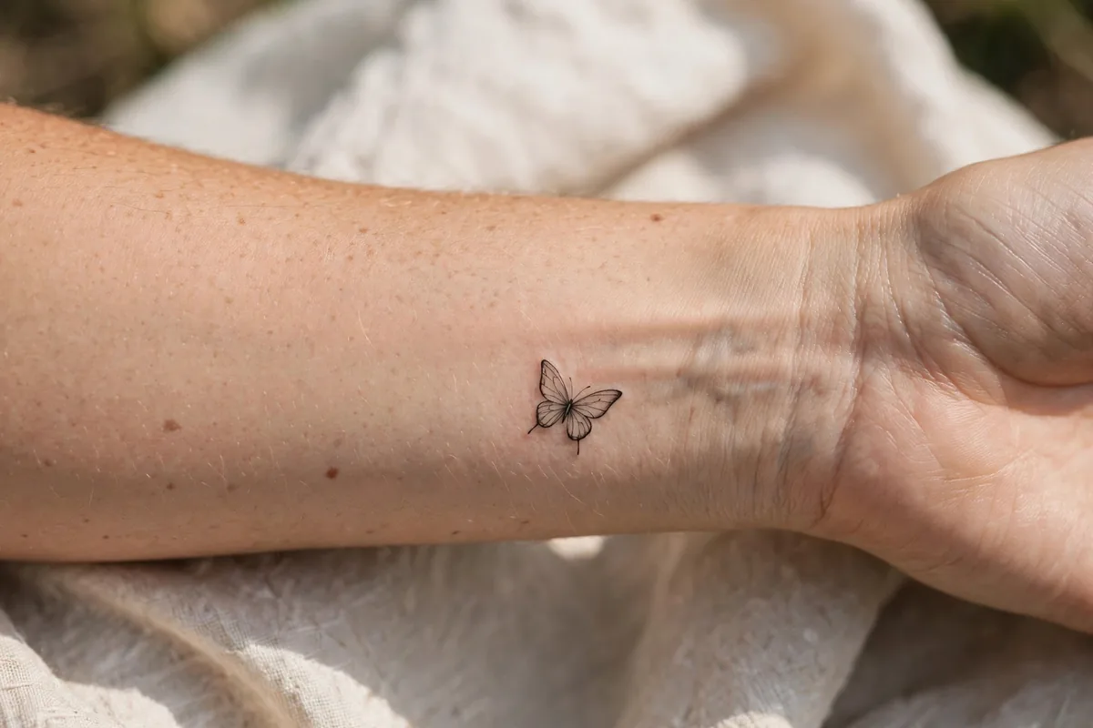 Butterfly tattoo on a real body