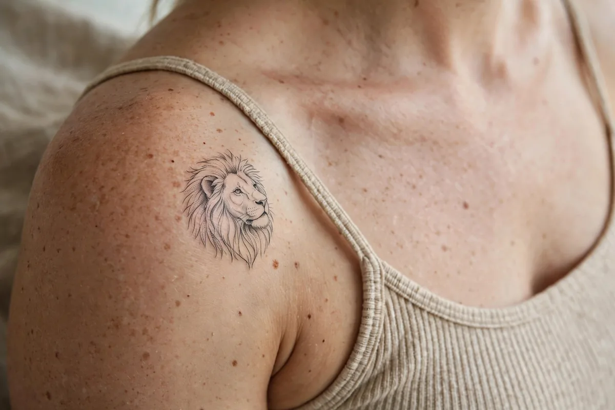 Lion tattoo on a real body